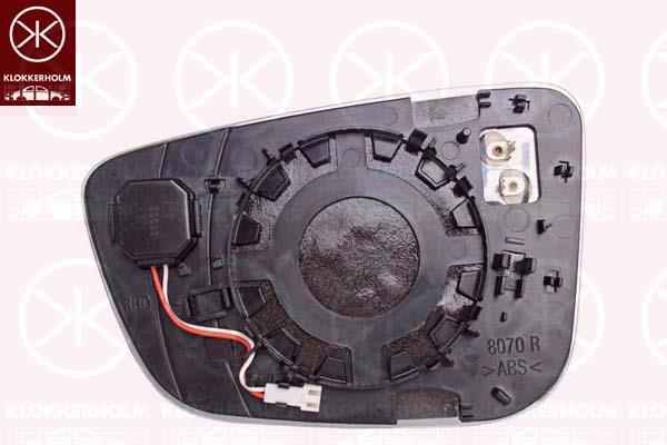 Mirror Glass, exterior mirror, Right, for vehicles with lane keeping assist, Number of pins: 4, Heatable, Aspherical, 51167011721 (BMW), 51169492756 (BMW)