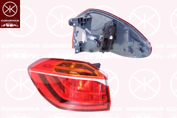 Tail Light Assembly, Left, Outer section, with bulb holder, P21W, OLSA, 63217328153 (BMW), 63217461607 (BMW)