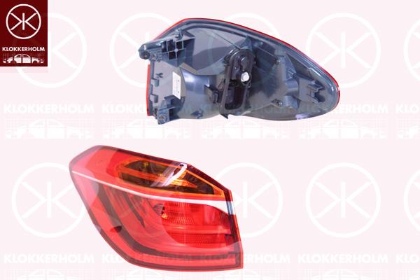 Tail Light Assembly, Left, Outer section, for vehicles with LED headlights, with bulb holder, P21W, OLSA, 63 21 7 330 473 (BMW), 63217330473 (BMW)