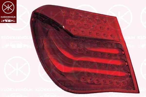 Tail Light Assembly, LED, with bulb holder, Right, Outer section, AL, 63 21 7 182 198 (BMW), 7 182 198 (BMW)