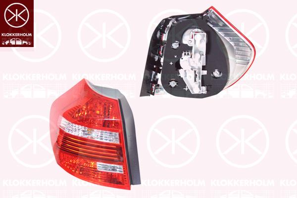 Tail Light Assembly, Left, LED, Indicator Colour: white, with bulb holder, Valeo, 63 21 7 181 297 (BMW)