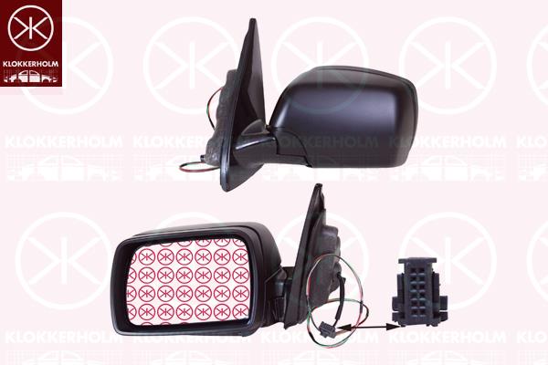 Exterior Mirror, Left, for electric mirror adjustment, Number of pins: 5, Heatable, Blue-tinted, Aspherical, 51167039597 (BMW), 51167039889 (BMW), 51168256321 (BMW)