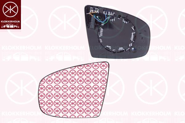 Mirror Glass, exterior mirror, without automatic dimming, Left, Number of pins: 4, Heatable, Aspherical, 51167174981 (BMW), 7174981 (BMW)