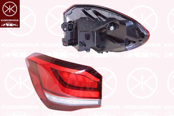 Tail Light Assembly, Right, Outer section, for vehicles with LED headlights, LED, with bulb holder, P21W, OLSA, 63 21 7 477 714 (BMW), 63217477714 (BMW)