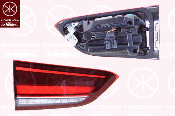 Tail Light Assembly, Left, Inner Section, for vehicles with LED headlights, LED, with bulb holder, P21W, OLSA, 63 21 7 477 717 (BMW), 63217477717 (BMW)