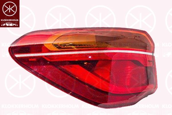 Tail Light Assembly, Left, Outer section, for vehicles with LED headlights, LED, with bulb holder, P21W, OLSA, 63217350715 (BMW), 63217488545 (BMW)