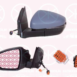 Exterior Mirror, Right, Electronically foldable, Number of pins: 10, Number of pins: 2, with thermo sensor, with reading light, Heatable, w/primer, Convex, 16 180 484 80 (CITROEN), 1635224280 (CITROEN)