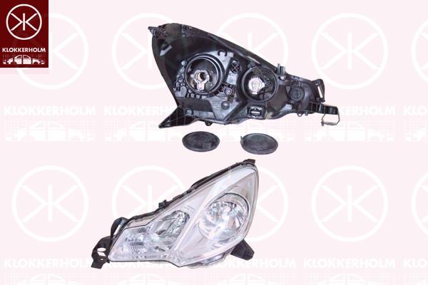 Headlight, Right, H7/H1, with motor for headlamp levelling, Varroc, 16 069 300 80 (CITROEN), 1606930080 (PEUGEOT), 1606930080 (CITROEN), 6206Q5 (CITROEN), 6206S7 (CITROEN)