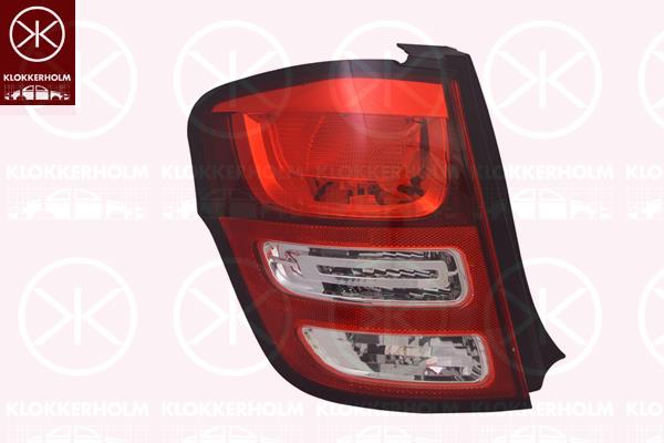 Tail Light Assembly, Left, Outer section, with bulb holder, Valeo, 6350 HZ (DS), 6350 HZ (CITROEN), 6350 KQ (DS), 6350 KQ (CITROEN), 6350HZ (DS), 6350HZ (CITROEN)