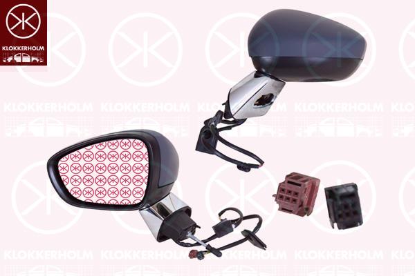 Exterior Mirror, Left, for electric mirror adjustment, Electronically foldable, Number of pins: 9, chrome, w/primer, Heatable, Convex, 8152 J4 (DS), 8152 J4 (CITROEN), 8154 AV (DS), 8154 AV (CITROEN)