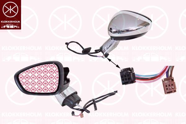 Exterior Mirror, Left, for electric mirror adjustment, Electronically foldable, Number of pins: 9, chrome, Housing Colour: chrome, Heatable, Convex, 8154 AV (DS), 8152 J6 (DS), 8152J6 (CITROEN), 8154AV (CITROEN), 8154AZ (CITROEN)