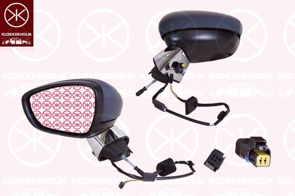 Exterior Mirror, Left, for electric mirror adjustment, Number of pins: 7, Heatable, chrome, w/primer, Convex, 8152 J4 (DS), 8152 J4 (CITROEN), 8154 AX (DS), 8154 AX (CITROEN)