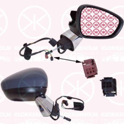 Exterior Mirror, Right, for electric mirror adjustment, Number of pins: 9, with thermo sensor, Heatable, chrome, w/primer, Convex, 8152 J5 (DS), 8152 J5 (CITROEN), 8154 AY (DS), 8154 AY (CITROEN)