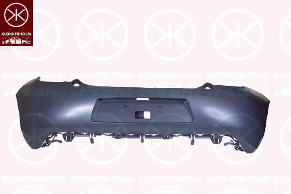 Bumper, w/primer, Rear, with hole(s) for licence plate light, 1611631580 (DS), 1611631580 (CITROEN), 7410PP (DS)