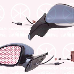 Exterior Mirror, Left, Control: cable pull, with indicator, Number of pins: 2, w/primer, Convex, 1607512580 (PEUGEOT), 1607512980 (PEUGEOT), 98128565XT (PEUGEOT)