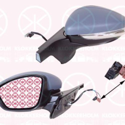 Exterior Mirror, Right, for electric mirror adjustment, with indicator, with thermo sensor, Number of pins: 6, Number of pins: 3, w/primer, Heatable, Convex, 1607512680 (PEUGEOT), 1607513080 (PEUGEOT), 1607512280 (PEUGEOT), 98128562XT (CITROEN)