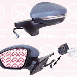 Exterior Mirror, Left, Electronically foldable, Number of pins: 6, Number of pins: 2, with indicator, w/primer, Heatable, Convex, 1607512580 (PEUGEOT), 1607512980 (PEUGEOT), 1607512180 (PEUGEOT), 98267133XT (CITROEN)