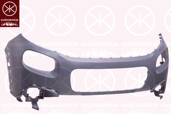 Bumper, w/primer, for vehicles with track widening, Front, with hole(s) for fog lights, Upper section, 1618082680 (CITROEN)