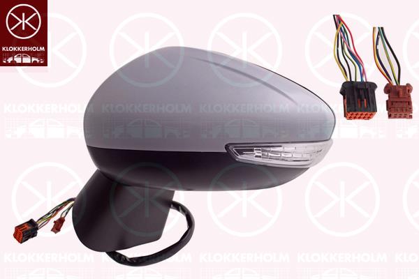 Exterior Mirror, Left, Electronically foldable, Number of pins: 10, with indicator, with reading light, Heatable, w/primer, Convex, 1609431380 (CITROEN), 98179855XT (CITROEN)