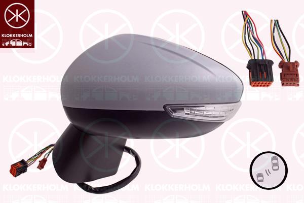 Exterior Mirror, Right, Heatable blind spot mirror, Electronically foldable, Number of pins: 14, with thermo sensor, with indicator, with reading light, w/primer, Convex, 1609431480 (CITROEN), 98179846XT (CITROEN), 98206678XT (CITROEN)