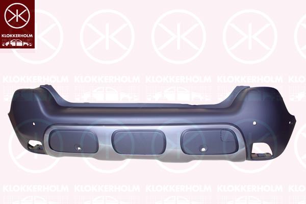 Bumper, with hole(s) for parking assistant system, Rear, with spoiler, Number of bores: 6, 1632593080 (CITROEN)