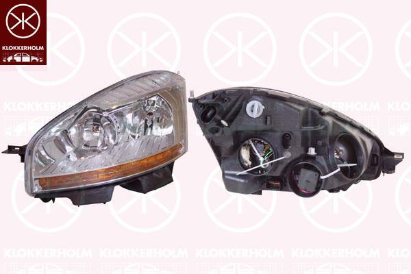 Headlight, Left, Illuminance [lx]: 30, H7/H1, Indicator Colour: yellow, with motor for headlamp levelling, 6208 A8 (DS), 6208 A8 (CITROEN)