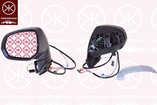 Exterior Mirror, Right, for electric mirror adjustment, Number of pins: 15, Electronically foldable, with memory, with thermo sensor, with indicator, with reading light, Heatable, w/primer, Convex, 8153 H3 (DS), 8153 H3 (CITROEN)