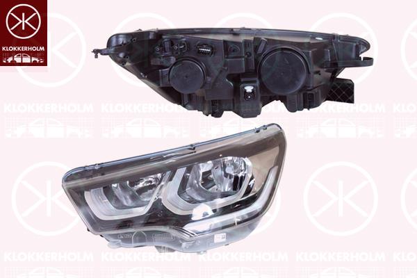 Headlight, Left, Illuminance [lx]: 17.5, H7/H7, with daytime running light (LED), with motor for headlamp levelling, AL, 9808623880 (CITROEN)