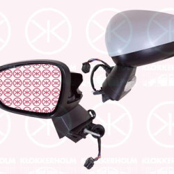 Exterior Mirror, 4-dr, Left, for electric mirror adjustment, Number of pins: 7, with indicator, Heatable, w/primer, Convex, 1607028580 (DS), 1607028580 (CITROEN), 1607034480 (CITROEN), 1608534480 (CITROEN), 8154QT (DS), 8154QT (CITROEN)