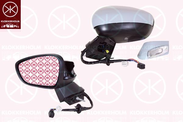 Exterior Mirror, 4-dr, Left, for electric mirror adjustment, Number of pins: 17, Electronically foldable, with memory, with indicator, with reading light, Heatable, w/primer, Convex, 1607032080 (DS), 1607032080 (CITROEN), 1608534680 (CITROEN), 8154SQ (DS), 8154SQ (CITROEN)