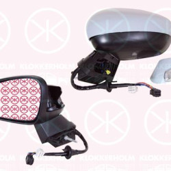 Exterior Mirror, 4-dr, Left, for electric mirror adjustment, Number of pins: 17, Electronically foldable, with memory, with indicator, with reading light, Heatable, w/primer, Convex, 1607032080 (DS), 1607032080 (CITROEN), 1608534680 (CITROEN), 8154SQ (DS), 8154SQ (CITROEN)