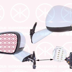 Exterior Mirror, Left, Electronically foldable, Number of pins: 8, Number of pins: 2, with indicator, with reading light, Heatable, w/primer, Convex, 1610548480 (CITROEN), 1635253980 (DS), 1635253980 (CITROEN)