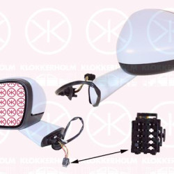 Exterior Mirror, Left, for electric mirror adjustment, Number of pins: 6, with indicator, Heatable, w/primer, Convex, 1609430280 (DS), 1609430280 (CITROEN)