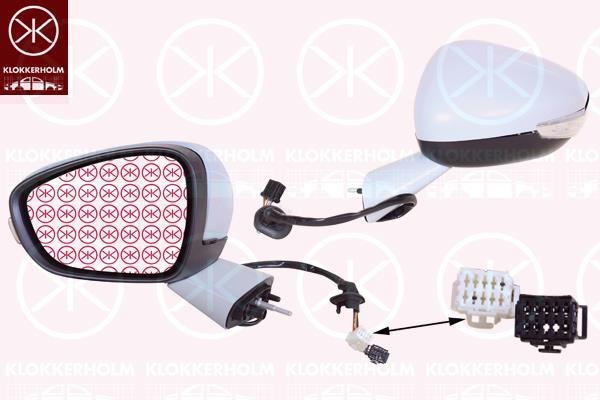 Exterior Mirror, Left, Number of pins: 10, Electronically foldable, with indicator, with reading light, Heatable, w/primer, Convex, 1609430180 (DS), 1609430180 (CITROEN), 1635253480 (CITROEN)