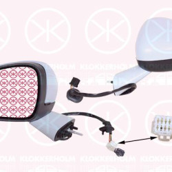 Exterior Mirror, Left, Number of pins: 10, Electronically foldable, with indicator, with reading light, Heatable, w/primer, Convex, 1609430180 (DS), 1609430180 (CITROEN), 1635253480 (CITROEN)