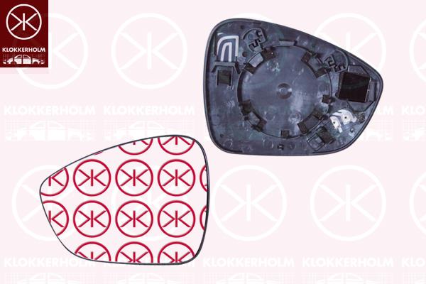 Mirror Glass, exterior mirror, Left, Heatable, Number of pins: 2, Convex, 1609433480 (CITROEN), 1609433480 (DS)