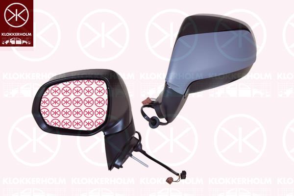 Exterior Mirror, Left, for electric mirror adjustment, Number of pins: 5, Heatable, Partial primed, Convex, 8152 A8 (DS), 8152 A8 (CITROEN), 8151 JV (DS), 8151 JV (CITROEN), 8153 XQ (DS), 8153 XQ (CITROEN)