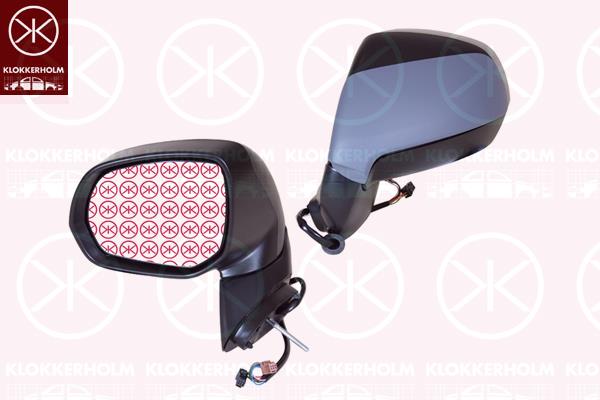 Exterior Mirror, Right, for electric mirror adjustment, Electronically foldable, with reading light, with thermo sensor, Number of pins: 11, Heatable, Partial primed, Convex, 8152 A9 (DS), 8152 A9 (CITROEN), 8151 JT (DS), 8151 JT (CITROEN), 8153 XR (DS), 8153 XR (CITROEN)