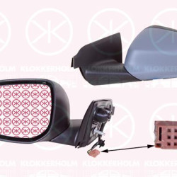 Exterior Mirror, Left, for electric mirror adjustment, Number of pins: 5, w/primer, Heatable, Convex, 1609065080 (CITROEN), 1609065480 (CITROEN), 98016918XT (CITROEN)