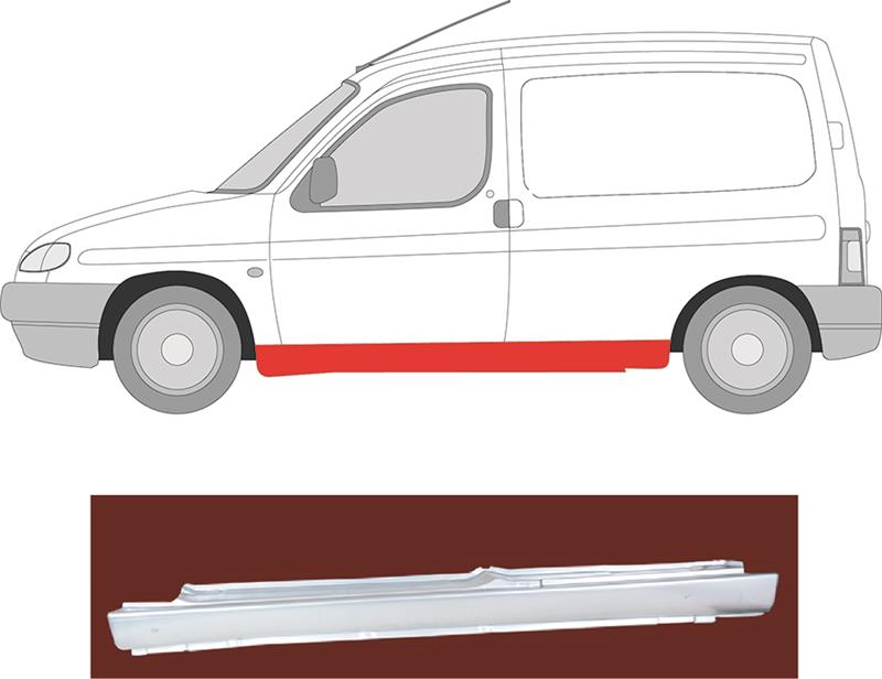 Rocker Panel, 2-dr, Left, Repair Panel, 7007 XZ (PEUGEOT), 7007 XZ (CITROEN), 7007H4 (PEUGEOT), 7007H4 (CITROEN)