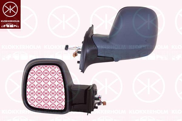 Exterior Mirror, Left, for electric mirror adjustment, Electronically foldable, Number of pins: 7, w/primer, Heatable, Convex, 1608177880 (PEUGEOT), 1608177880 (DS), 1608177880 (CITROEN), 1608180980 (DS), 1608180980 (CITROEN), 1679996280 (PEUGEOT)