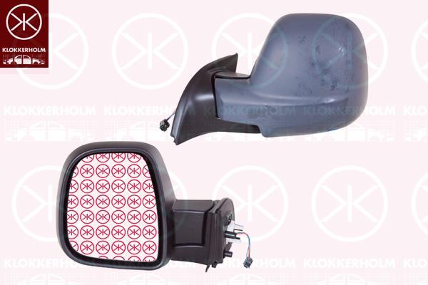 Exterior Mirror, Left, for electric mirror adjustment, Number of pins: 5, w/primer, Heatable, Convex, 1608180980 (DS), 1608180980 (CITROEN), 1679996580 (CITROEN), 96777523XT (PEUGEOT), 96777523XT (DS), 96777523XT (CITROEN)