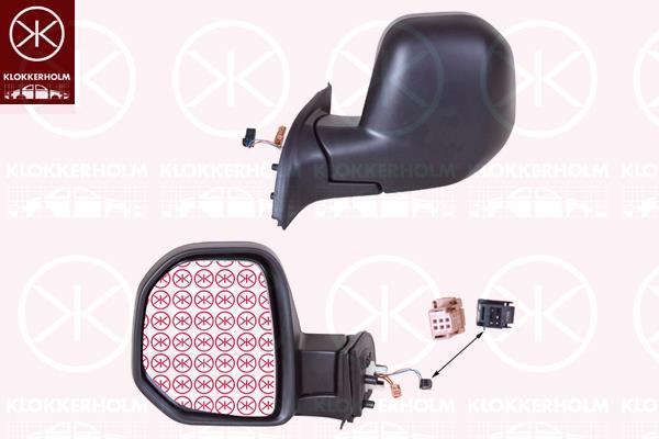 Exterior Mirror, for electric mirror adjustment, Convex, Heatable, black, Left, 8153 TE (DS), 8153 TE (CITROEN), 8153TP (CITROEN), 8154TE (CITROEN)