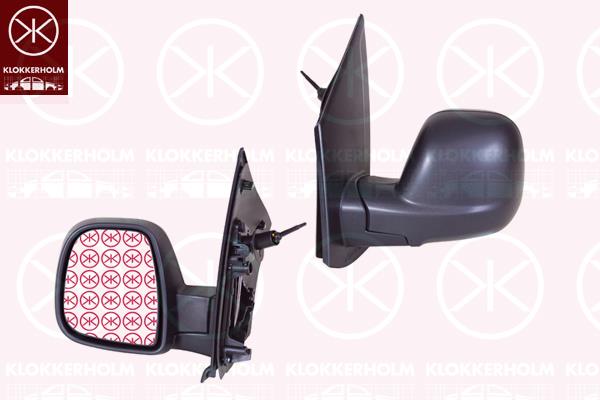 Exterior Mirror, Left, Control: cable pull, Left-/right-hand drive vehicles: for left-hand/right-hand drive vehicles, black, Convex, 98087010XT (PEUGEOT), 98087010XT (DS), 98087010XT (CITROEN), 98087413XT (PEUGEOT), 98087413XT (CITROEN)