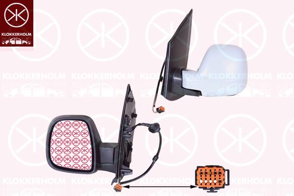 Exterior Mirror, Left, for electric mirror adjustment, Number of pins: 5, Left-/right-hand drive vehicles: for left-hand/right-hand drive vehicles, Heatable, w/primer, Convex, 1616869680 (PEUGEOT), 1616869680 (CITROEN), 6000655364 (FIAT), 98155884XT (PEUGEOT), 98155884XT (DS), 98155884XT (CITROEN), SU001-A5716 (TOYOTA)