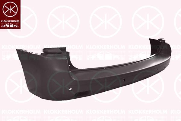 Bumper, short, with hole(s) for parking distance control, Rear, black, 1614328280 (PEUGEOT), 1614328280 (OPEL), SU001A3233 (TOYOTA)