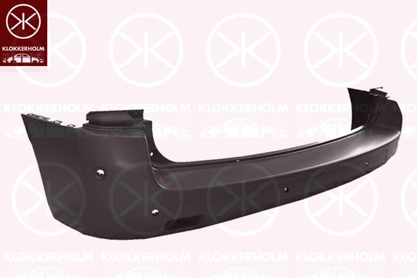 Bumper, short, for vehicles with blind spot assistant, with hole(s) for parking distance control, Rear, black, 1614328480 (PEUGEOT), 1614328480 (OPEL), SU001A3235 (TOYOTA)