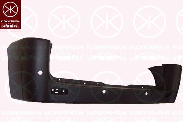 Bumper, Rear, black, with hole(s) for parking distance control, Axle Distance [mm]: 3000, 0001497605078 (FIAT), 1497605078 (FIAT), 7410 AT (PEUGEOT), 7410 AT (DS), 7410 AT (CITROEN)