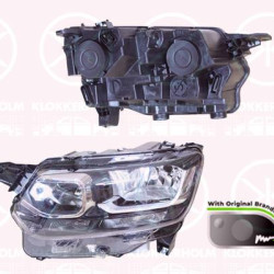 Headlight, Left, Trim Level: Basis, H7/H1, with lettering, with motor for headlamp levelling, Valeo, 9816824880 (CITROEN), 9816824880 (PEUGEOT)