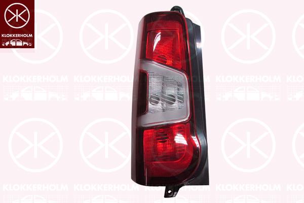 Tail Light Assembly, Left, for vehicles with rear doors, without bulb holder, 3649995 (OPEL), 9819235880 (PEUGEOT), 9819235880 (OPEL), 9819235880 (CITROEN)